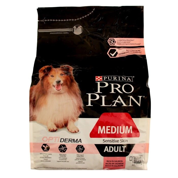 Сухой корм PRO PLAN для собак с чувствительной кожей, лосось/рис, 3 кг от компании Интернет-гипермаркет «MOLL» - фото 1