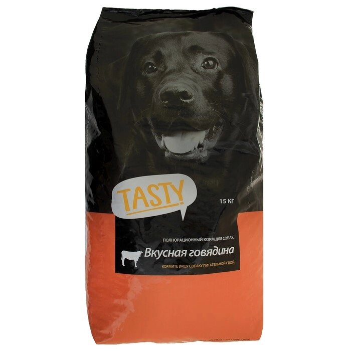 Сухой корм Tasty для взрослых собак, говядина, 15 кг от компании Интернет-гипермаркет «MOLL» - фото 1