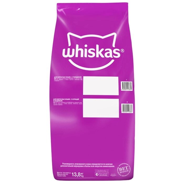 Сухой корм  Whiskas для кошек, говядина паштет, подушечки, 13,8 кг от компании Интернет-гипермаркет «MOLL» - фото 1