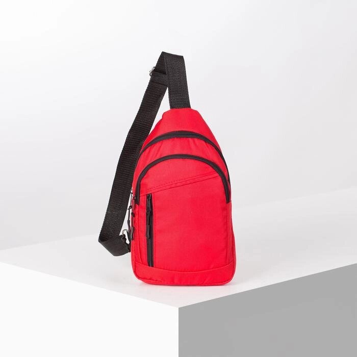 Сумка молодёжная, 2 отдела на молнии, наружный карман, цвет красный от компании Интернет-гипермаркет «MOLL» - фото 1