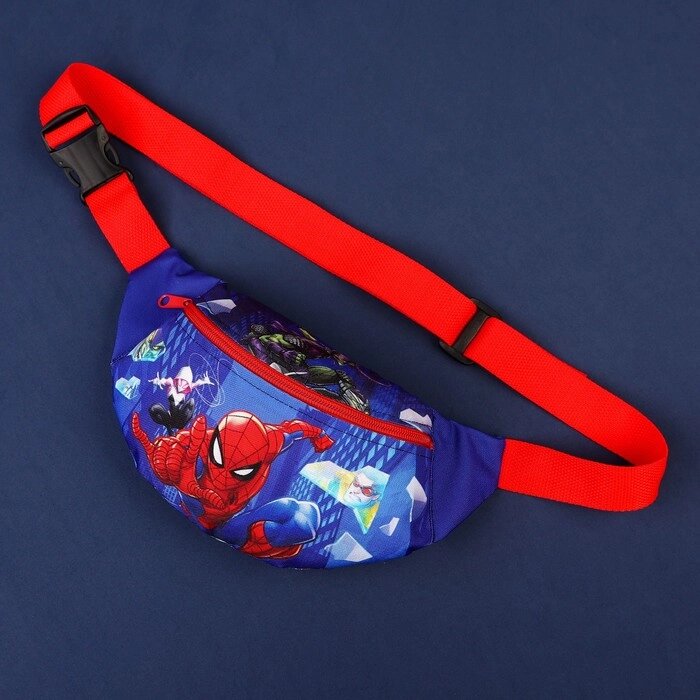 Сумка поясная Человек паук, 25*6*13см, отд на молнии, без подкладки, синяя от компании Интернет-гипермаркет «MOLL» - фото 1