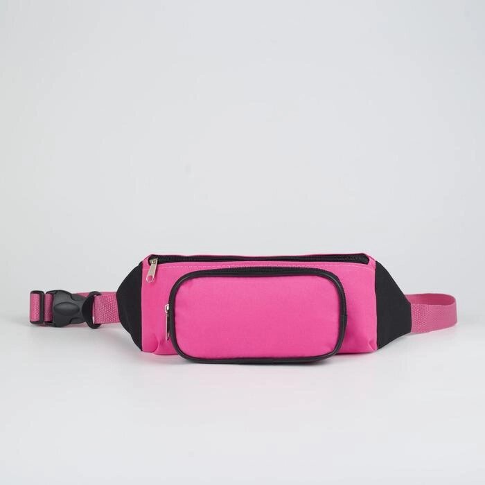 Сумка поясная, отдел на молнии, наружный карман, цвет чёрный/розовый от компании Интернет-гипермаркет «MOLL» - фото 1