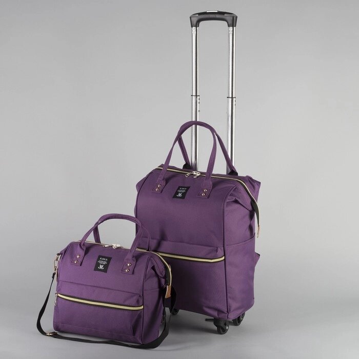 Сумка-рюкзак на колёсах, с сумкой-трансформером, отдел на молнии, наружный карман, цвет фиолетовый от компании Интернет-гипермаркет «MOLL» - фото 1