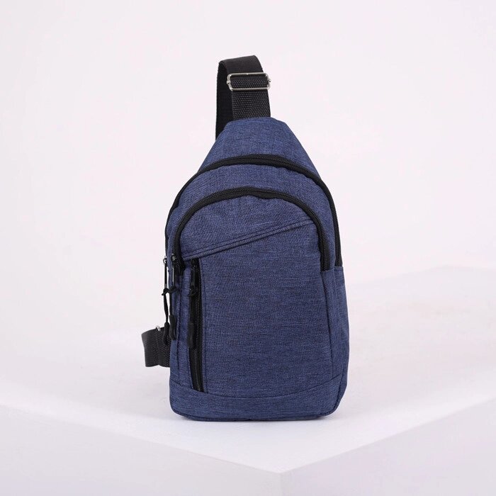 Сумка-рюкзак на одной лямке, 2 отдела на молниях, наружный карман, цвет синий от компании Интернет-гипермаркет «MOLL» - фото 1