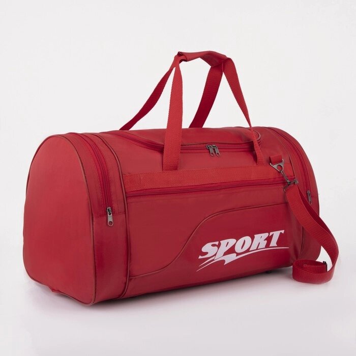 Сумка спортивная, отдел на молнии, 3 наружных кармана, длинный ремень, цвет красный от компании Интернет-гипермаркет «MOLL» - фото 1