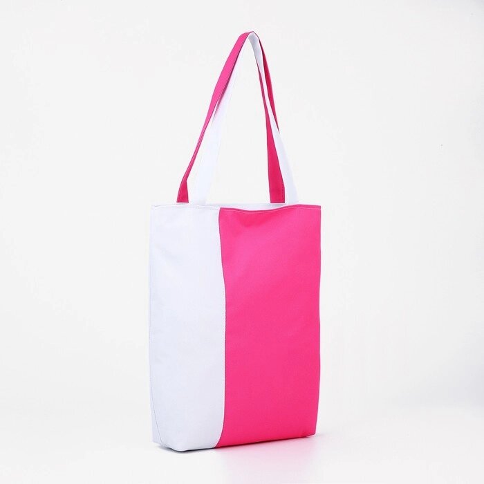 Сумка текстильная на молнии, цвет белый/розовый от компании Интернет-гипермаркет «MOLL» - фото 1