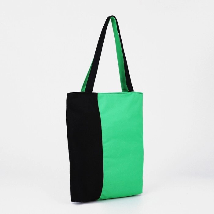 Сумка текстильная на молнии, цвет чёрный/зелёный от компании Интернет-гипермаркет «MOLL» - фото 1