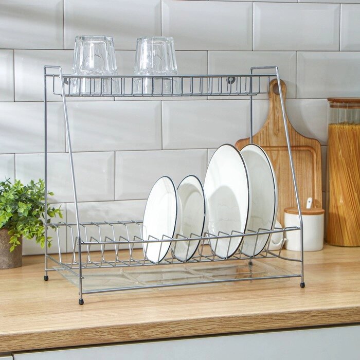 Сушилка для посуды с поддоном, 392437,5 см, цвет хром от компании Интернет-гипермаркет «MOLL» - фото 1