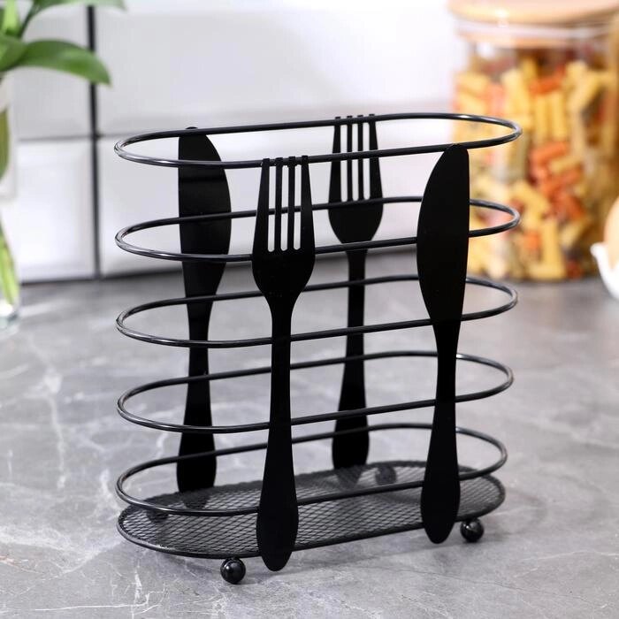 Сушилка для столовых приборов Доляна, 1616,47,5 см, цвет чёрный от компании Интернет-гипермаркет «MOLL» - фото 1