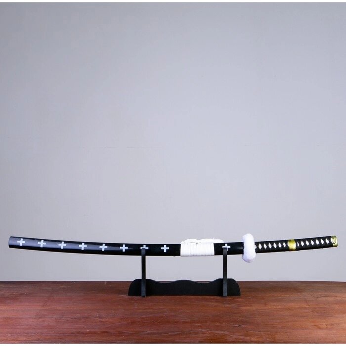 Сув. изделие Катана на подставке, черная с белым, 103см, клинок 68см от компании Интернет-гипермаркет «MOLL» - фото 1