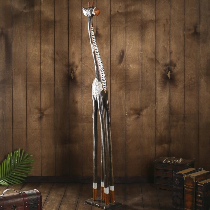 Сувенир дерево "Жираф с цветочками" 11,5х20х120 см от компании Интернет-гипермаркет «MOLL» - фото 1