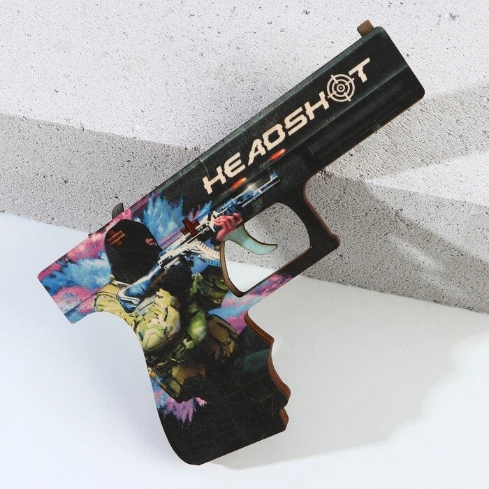 Сувенир деревянный пистолет "Headshot", 20 х 13 см от компании Интернет-гипермаркет «MOLL» - фото 1