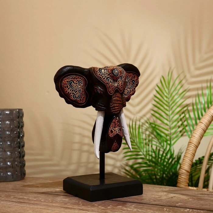 Сувенир "Голова слона" на подставке, албезия 35 см от компании Интернет-гипермаркет «MOLL» - фото 1