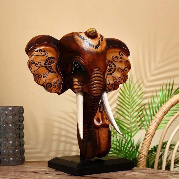 Сувенир "Голова слона" на подставке, албезия 45 см от компании Интернет-гипермаркет «MOLL» - фото 1