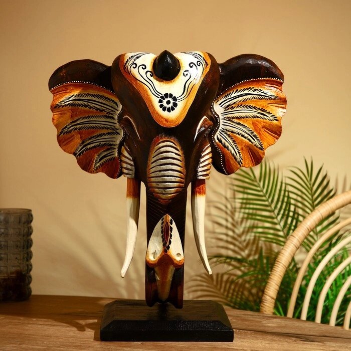 Сувенир "Голова слона" на подставке, албезия 60 см от компании Интернет-гипермаркет «MOLL» - фото 1
