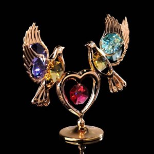 Сувенир "Голуби на сердце", 39,58 см, с кристаллами Сваровски