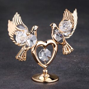 Сувенир "Голуби на сердце", с кристаллами