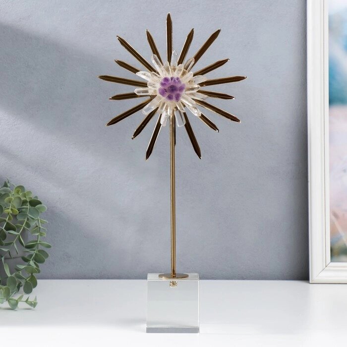 Сувенир интерьерный стекло, кварц "Солнечный цветок из горного хрусталя" 42х8х20 см от компании Интернет-гипермаркет «MOLL» - фото 1