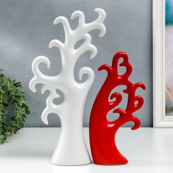 Сувенир керамика "Дерево" красно- белый набор 2 шт 24х10 32х15 см от компании Интернет-гипермаркет «MOLL» - фото 1