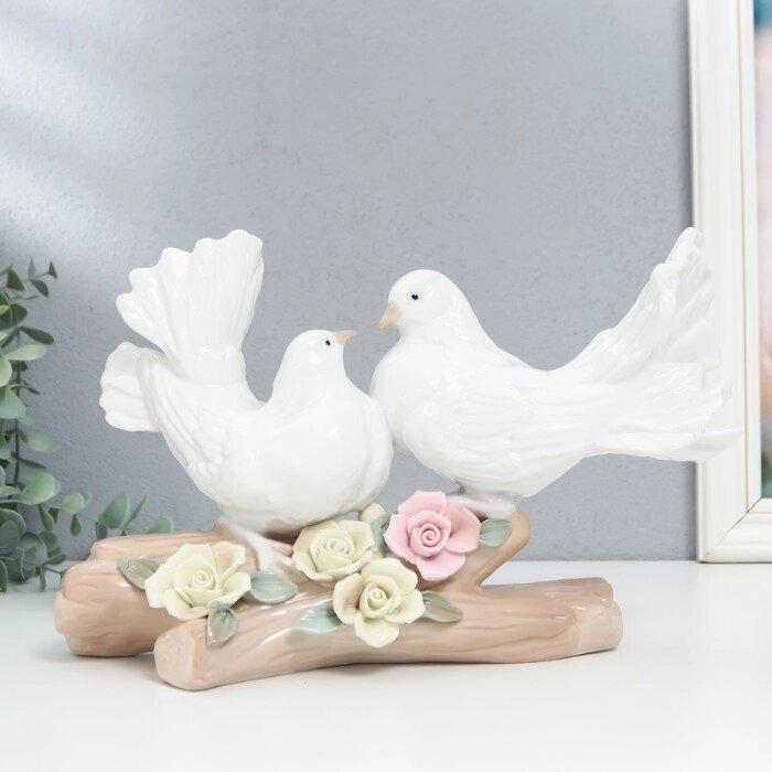 Сувенир керамика "Два голубя на ветке с цветами" 28 см от компании Интернет-гипермаркет «MOLL» - фото 1
