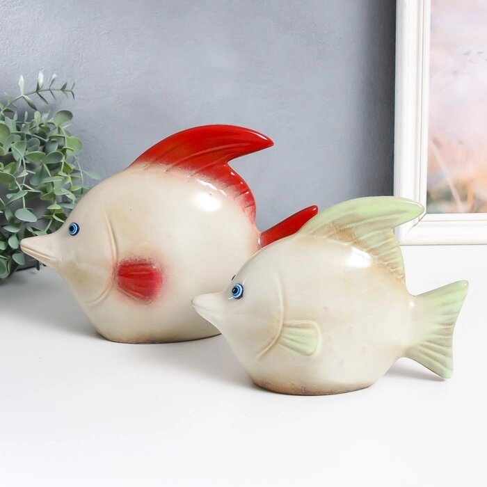 Сувенир керамика "Две рыбки" набор 2 шт 5,5х19,5х14 см 7х24х17 см от компании Интернет-гипермаркет «MOLL» - фото 1