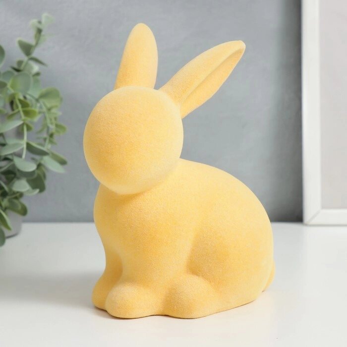 Сувенир керамика "Крольчонок" жёлтый флок 14,5х8,2х13,5 см от компании Интернет-гипермаркет «MOLL» - фото 1