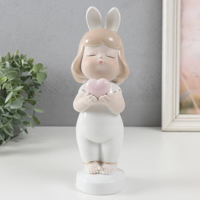 Сувенир керамика "Малышка с ушками зайчика, с сердечком" 7,5х8х24 см от компании Интернет-гипермаркет «MOLL» - фото 1