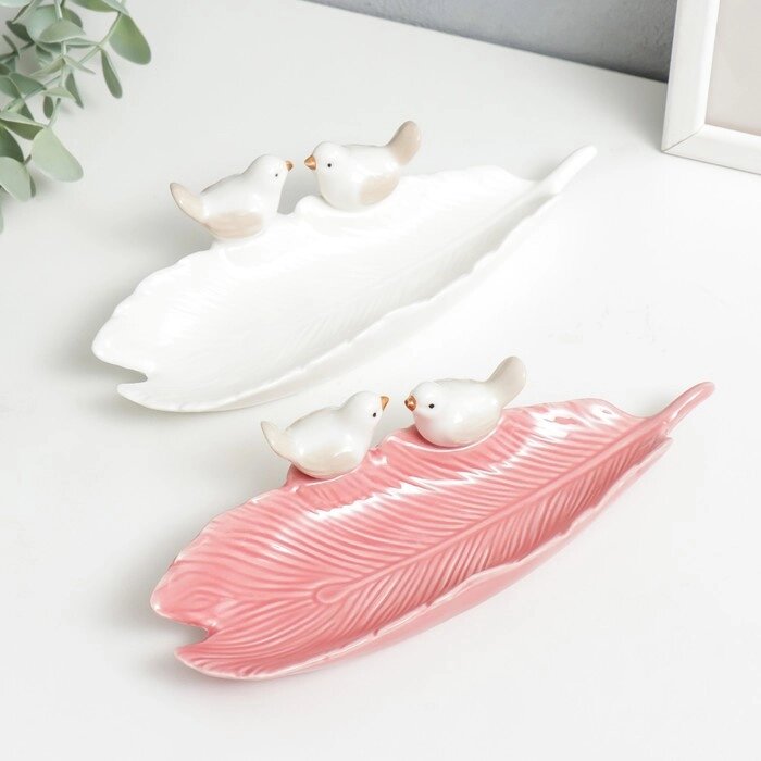 Сувенир керамика подставка "Птички на длинном листе" МИКС 5х20,5х7,5 см от компании Интернет-гипермаркет «MOLL» - фото 1