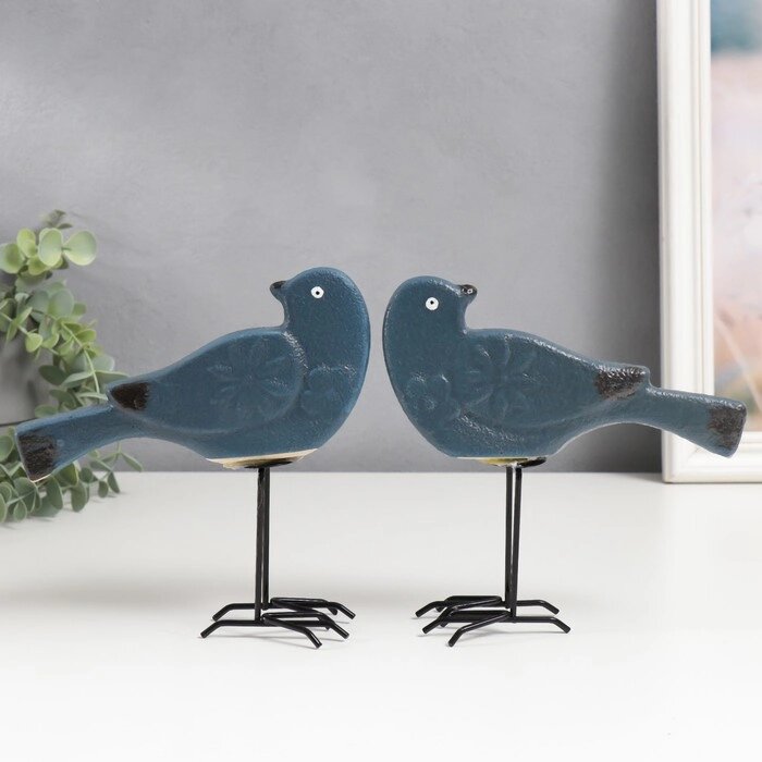 Сувенир керамика "Птицы" синий матовый набор 2 шт 16,5х6х17 см от компании Интернет-гипермаркет «MOLL» - фото 1