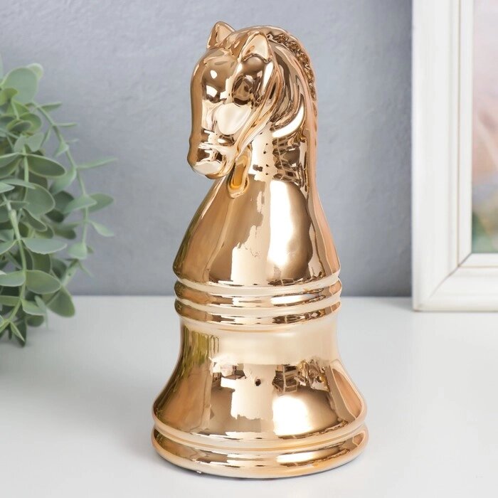Сувенир керамика "Шахматная фигура. Конь" золото 20,5х10х10 см от компании Интернет-гипермаркет «MOLL» - фото 1