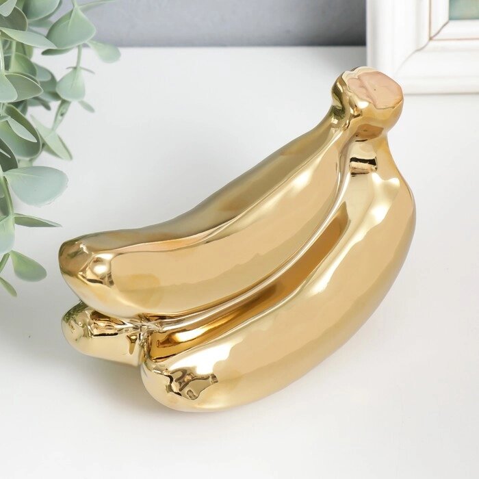 Сувенир керамика "Связка бананов" золото 9х17х7,5 см от компании Интернет-гипермаркет «MOLL» - фото 1