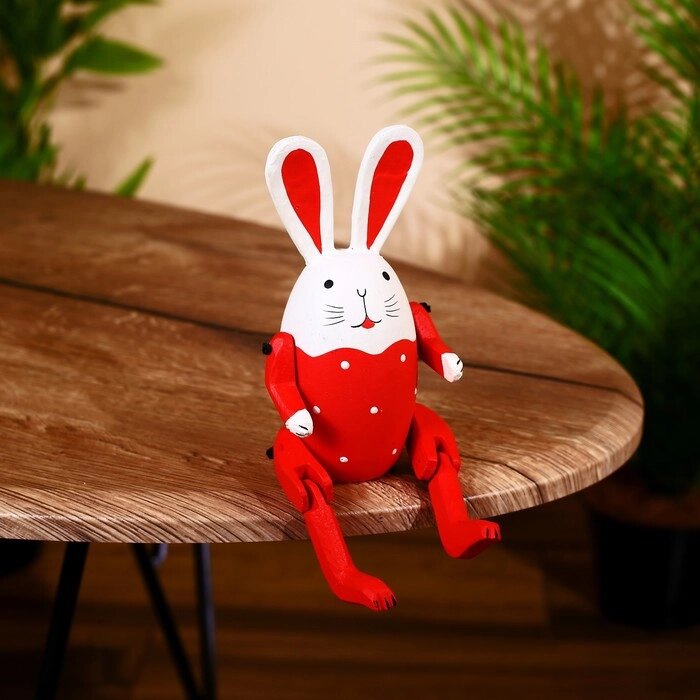 Сувенир "Кролик" висячие лапки, дерево 20 см, красный от компании Интернет-гипермаркет «MOLL» - фото 1