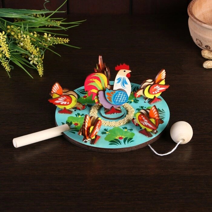 Сувенир "Курицы клюющие с петухом", d=16 см от компании Интернет-гипермаркет «MOLL» - фото 1