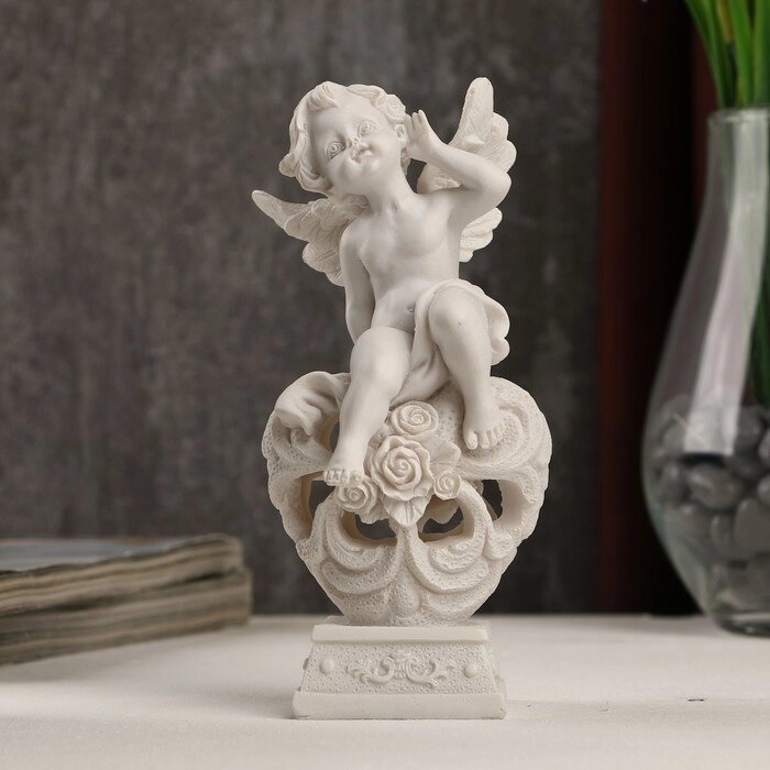 Сувенир полистоун "Белоснежный ангел на ажурном сердце" 13х6х5,5 см от компании Интернет-гипермаркет «MOLL» - фото 1