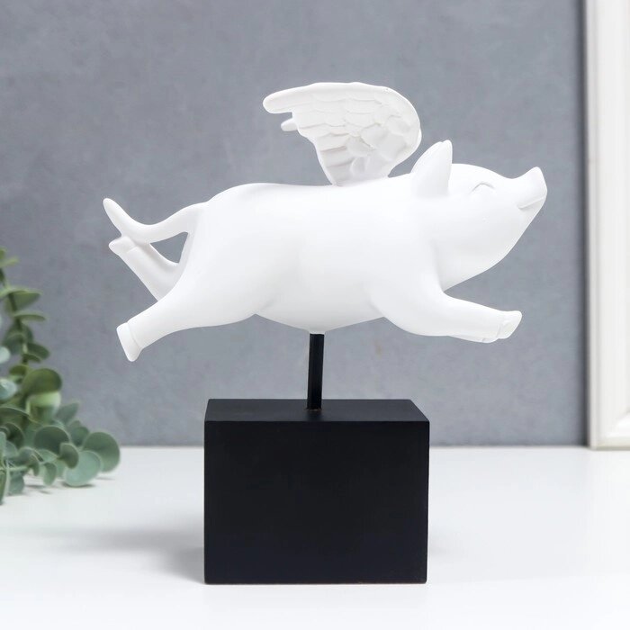 Сувенир полистоун "Белый свин с крыльями" 18х8х17 см от компании Интернет-гипермаркет «MOLL» - фото 1