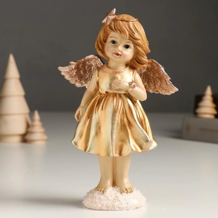 Сувенир полистоун "Девочка-ангел в золотом платье" 5,5х11,5х18 см от компании Интернет-гипермаркет «MOLL» - фото 1