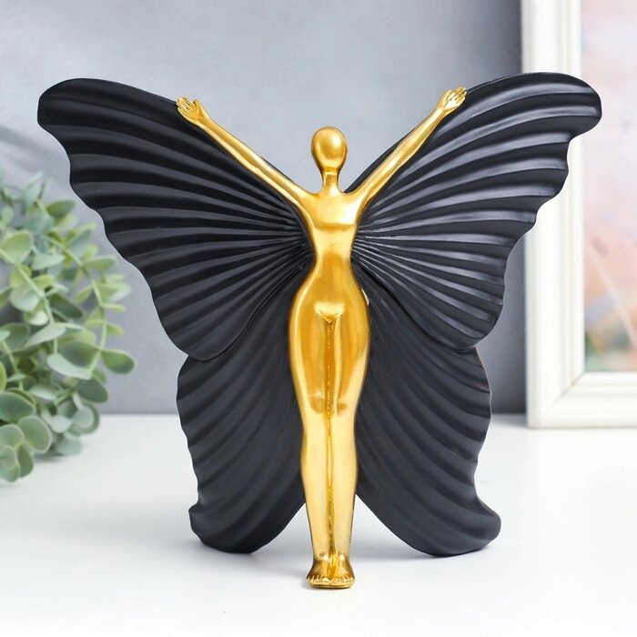 Сувенир полистоун "Девушка-бабочка" чёрный с золотом 25х8х20,5 см от компании Интернет-гипермаркет «MOLL» - фото 1