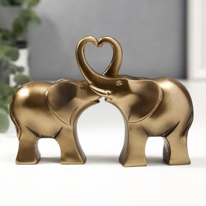 Сувенир полистоун "Два африканских слона" бронза (набор 2 шт) 10,5х15х3,5 см от компании Интернет-гипермаркет «MOLL» - фото 1