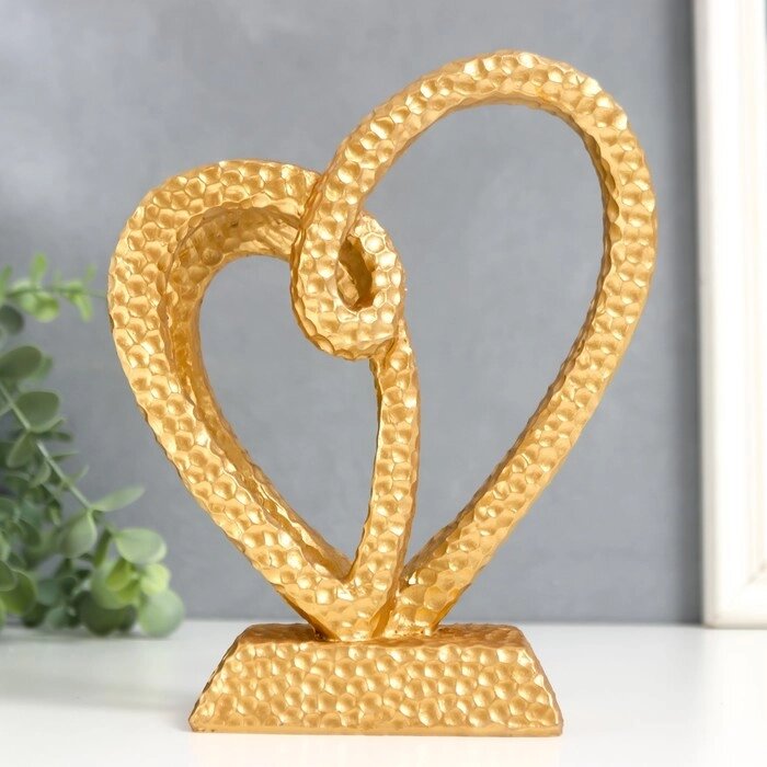 Сувенир полистоун "Два сердца в одном" золото 20,5х17х7 см от компании Интернет-гипермаркет «MOLL» - фото 1