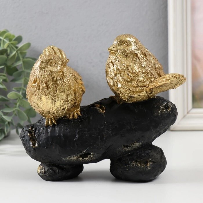 Сувенир полистоун "Две золотые птички на ветке" 16х7х15 см от компании Интернет-гипермаркет «MOLL» - фото 1
