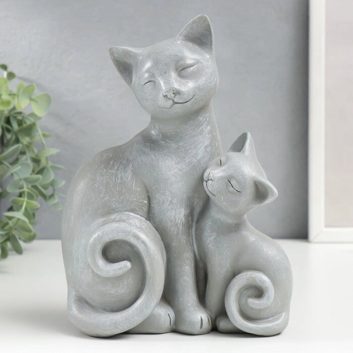 Сувенир полистоун "Кошка с котёнком" серый 20х8,5х15,5 см от компании Интернет-гипермаркет «MOLL» - фото 1