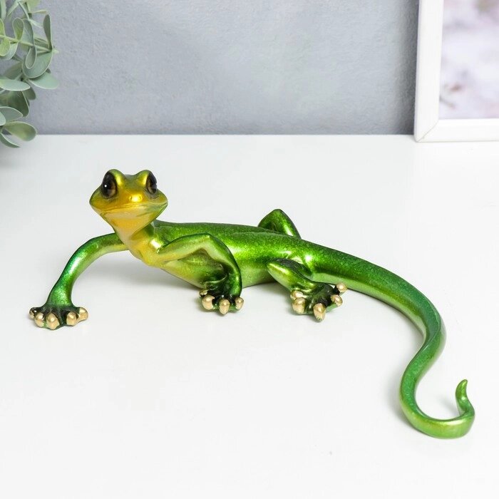 Сувенир полистоун лак "Зелёная ящерка" 7,5х13,5х22 см от компании Интернет-гипермаркет «MOLL» - фото 1
