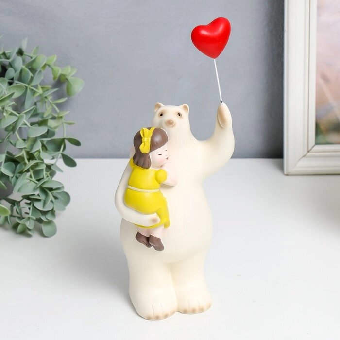 Сувенир полистоун "Медведь с малышкой на руках, с шариком-сердцем в лапе" 11х6,5х27 см от компании Интернет-гипермаркет «MOLL» - фото 1