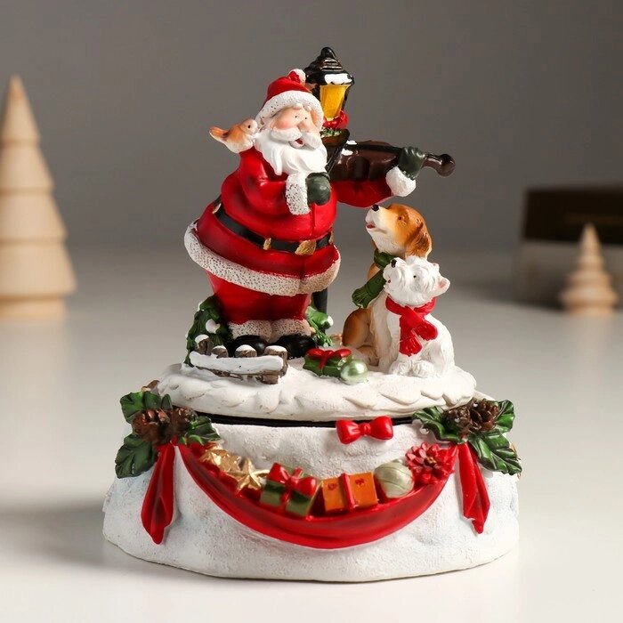Сувенир полистоун музыка механический, крутится "Дед Мороз играет на скрипке" 11х11х14 см от компании Интернет-гипермаркет «MOLL» - фото 1