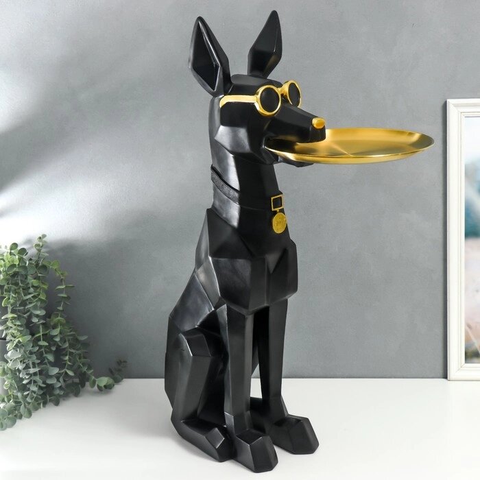 Сувенир полистоун подставка 3D "Чёрный пёс в очках" d=26 см 77х26х20 см от компании Интернет-гипермаркет «MOLL» - фото 1