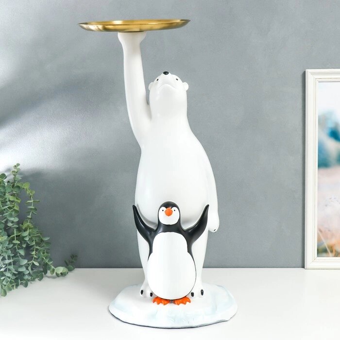 Сувенир полистоун подставка "Белый медведь и пингвин" 69х26х32 см от компании Интернет-гипермаркет «MOLL» - фото 1