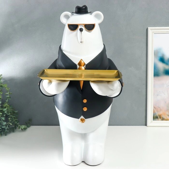 Сувенир полистоун подставка "Белый мишка в чёрном пиджаке, в очках и шляпе" 69х34,5х42,5 см   767523 от компании Интернет-гипермаркет «MOLL» - фото 1