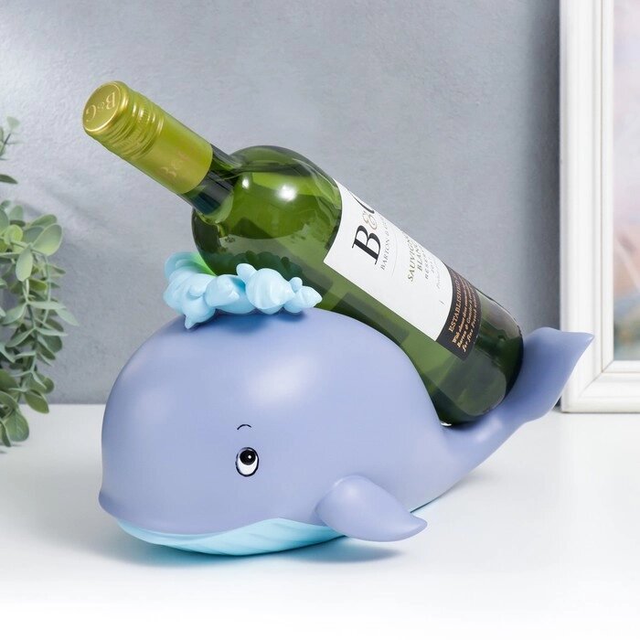 Сувенир полистоун подставка под бутылку "Голубой кит" 14,5х18х27 см от компании Интернет-гипермаркет «MOLL» - фото 1