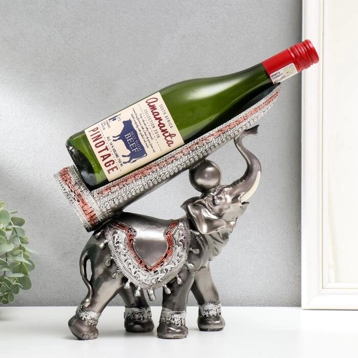 Сувенир полистоун подставка под бутылку "Грифельный слон" 29,5х29х10 см от компании Интернет-гипермаркет «MOLL» - фото 1