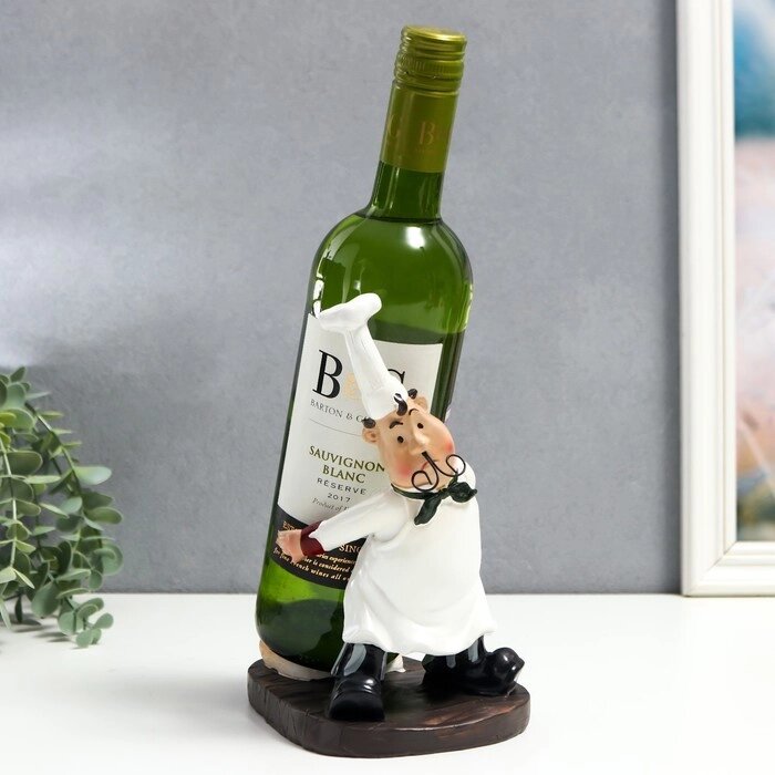 Сувенир полистоун подставка под бутылку "Повар с усами" 21х16,5х11 см от компании Интернет-гипермаркет «MOLL» - фото 1